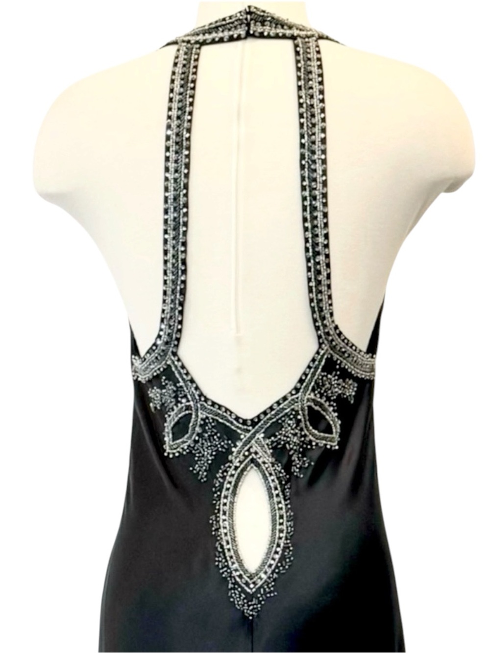 Y2K Victoria’s Secret Silk Beaded Sequins Black Vintage Maxi Gown Slip Dress L - Picture 5 of 6